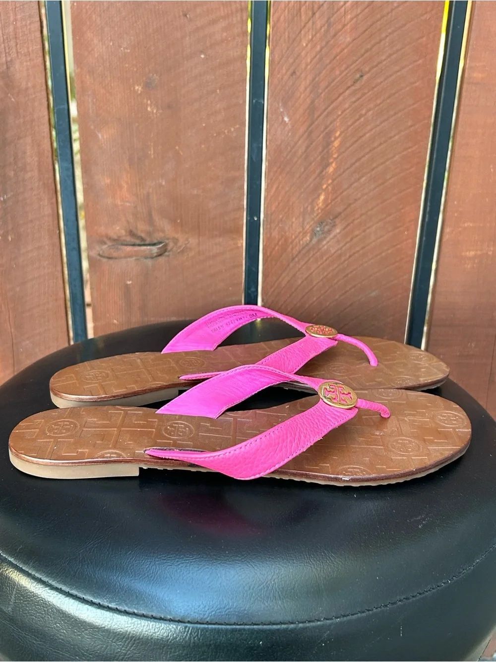 Tory Burch Thora Leather Hibiscus Sandals size 8M in Hibiscus - Picture 5 of 8